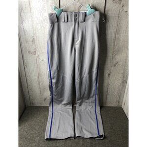 Alleson Athletic Mens Baseball Pants Size Small Gray Blue Stripe Open Bottom